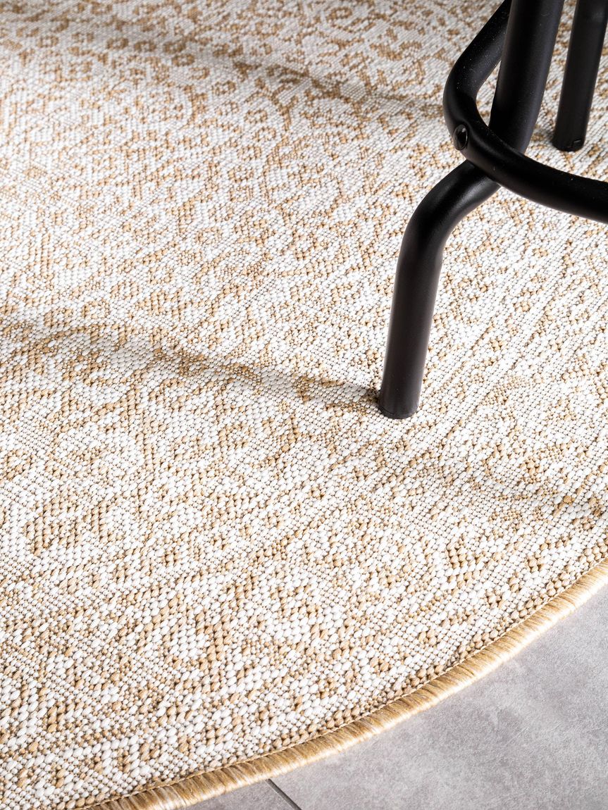 In- & Outdoor Teppich rund Cleo Creame / Beige