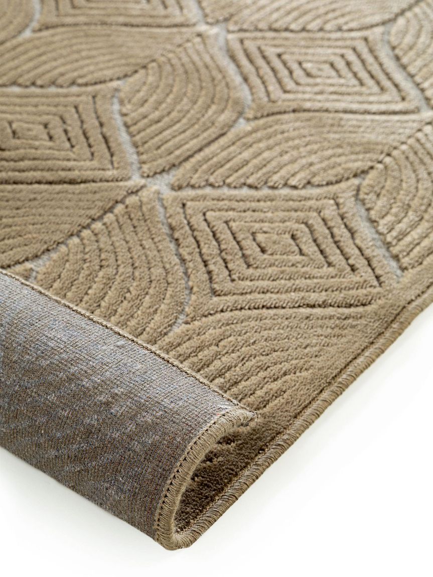 Viskoseteppich Läufer Woody 67x210 cm Beige / Grün