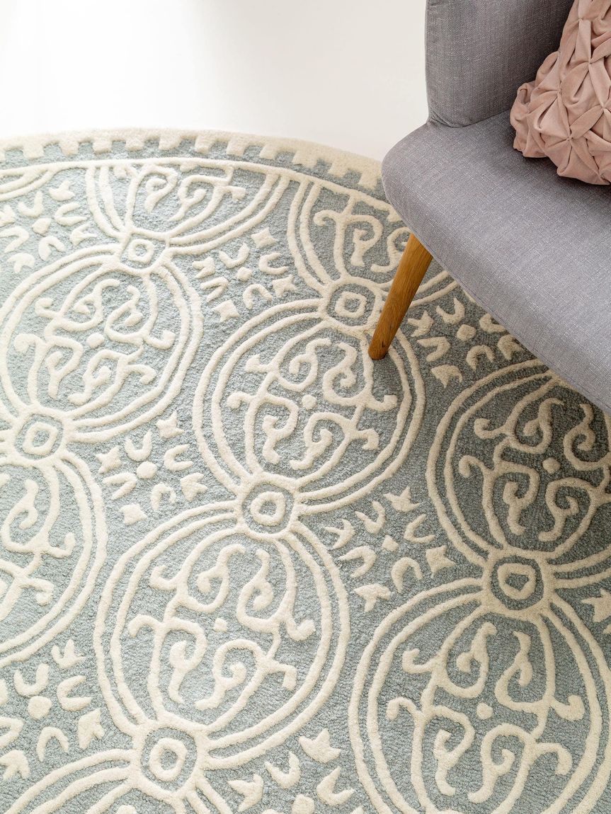 Wollteppich rund Windsor Hellblau