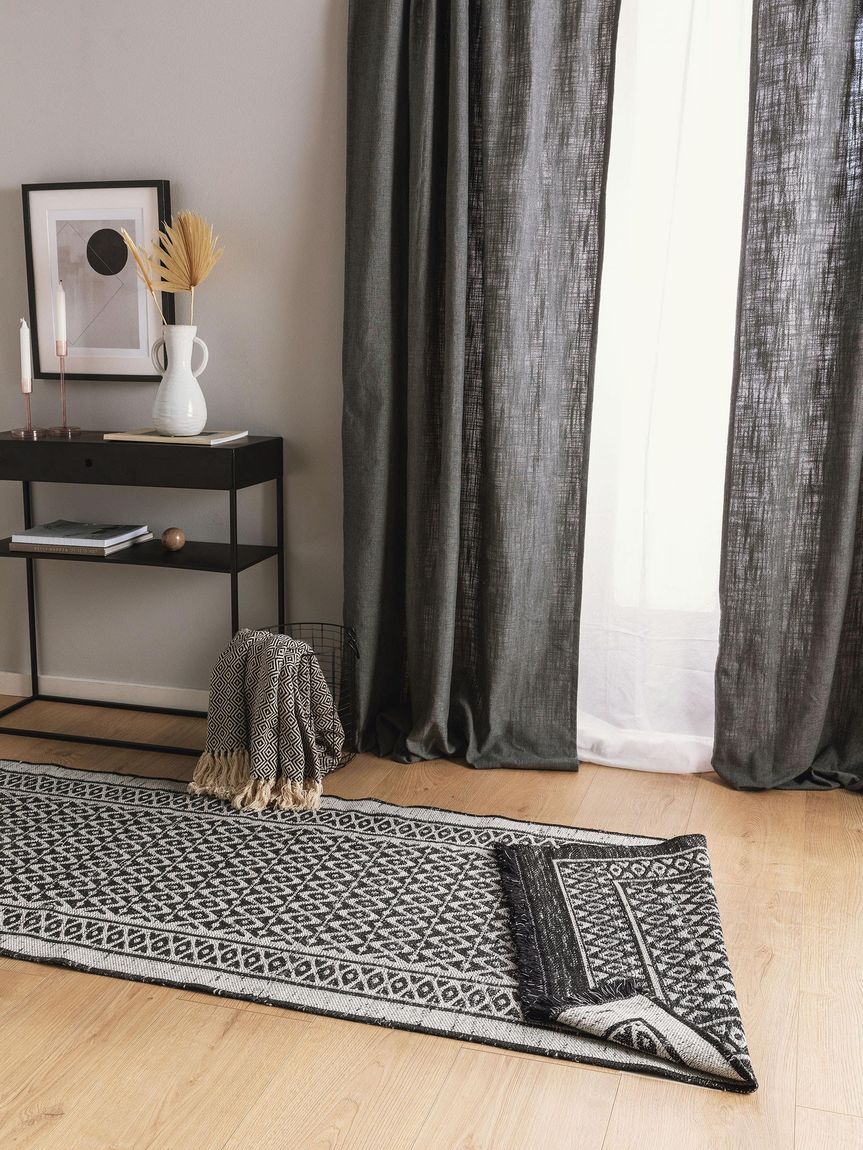 Teppich Läufer aus recyceltem Material Vigo 80x240 cm Beige / Schwarz