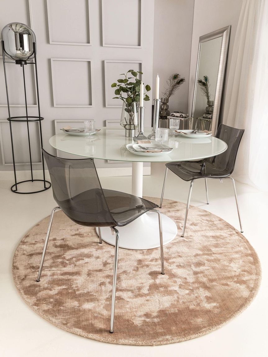 Viskoseteppich rund Nela Taupe
