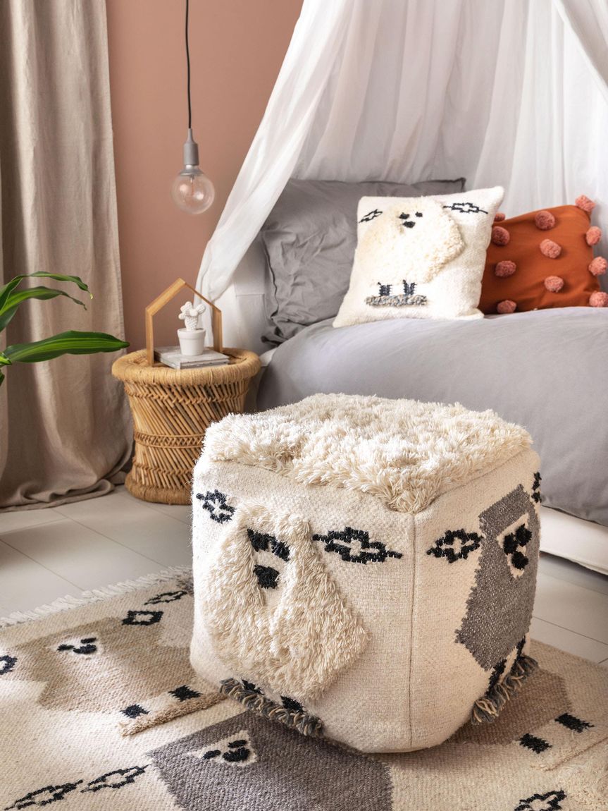 Pouf Shawn 40x40x40 cm Elfenbein