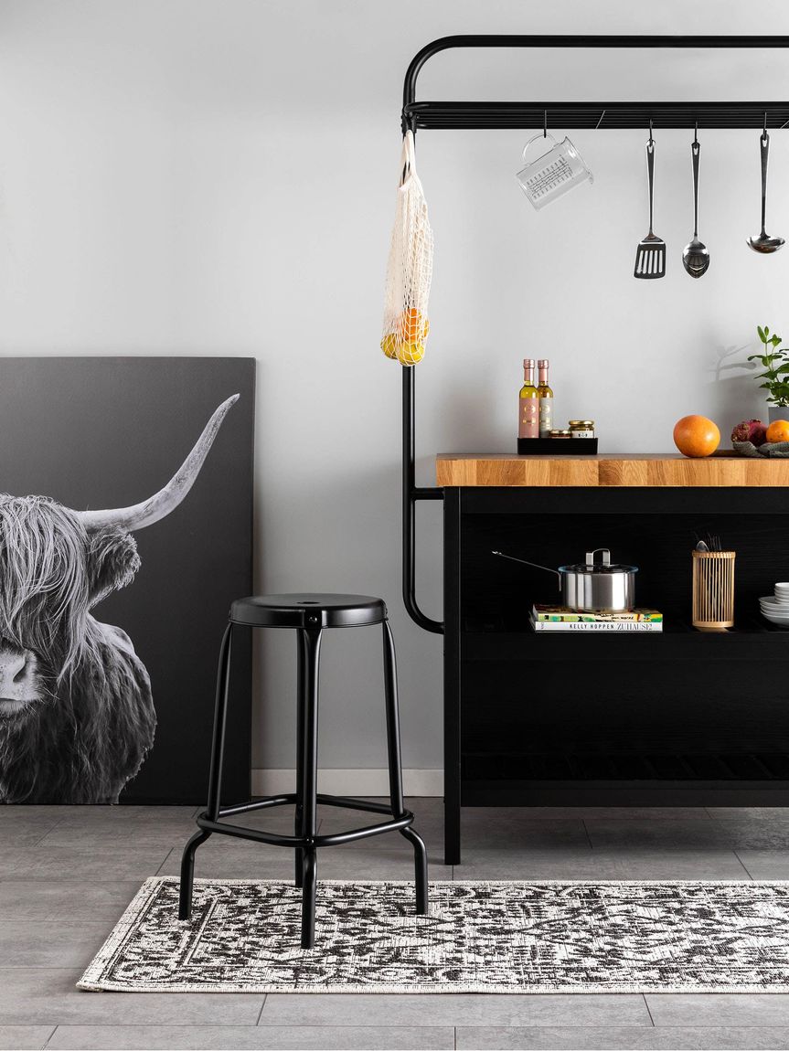 In- & Outdoor Läufer Cleo 80x240 cm Weiß / Schwarz
