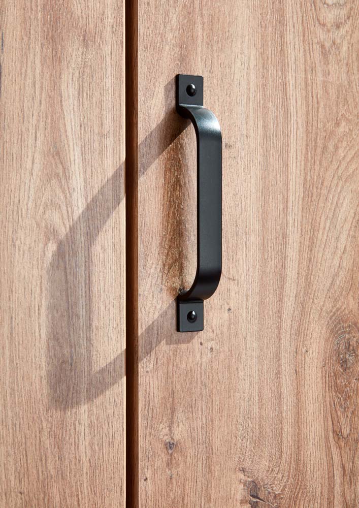 Detroit 4-türiger Kleiderschrank mit Spiegel Plankeneiche / Schwarz