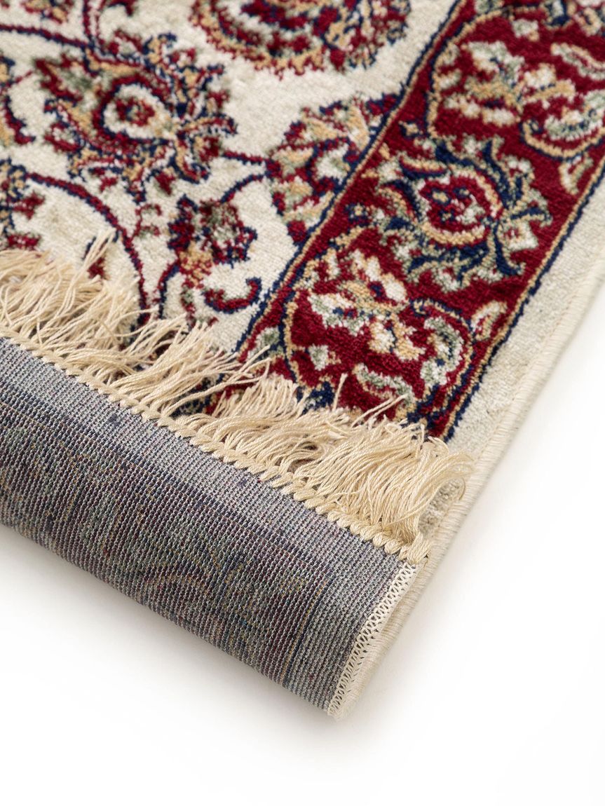 Viskoseteppich Läufer Lori 67x210 cm Beige / Rot