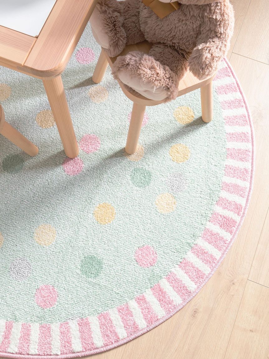 Kinderteppich rund Tommy Ø 120 cm rund Hellgrün