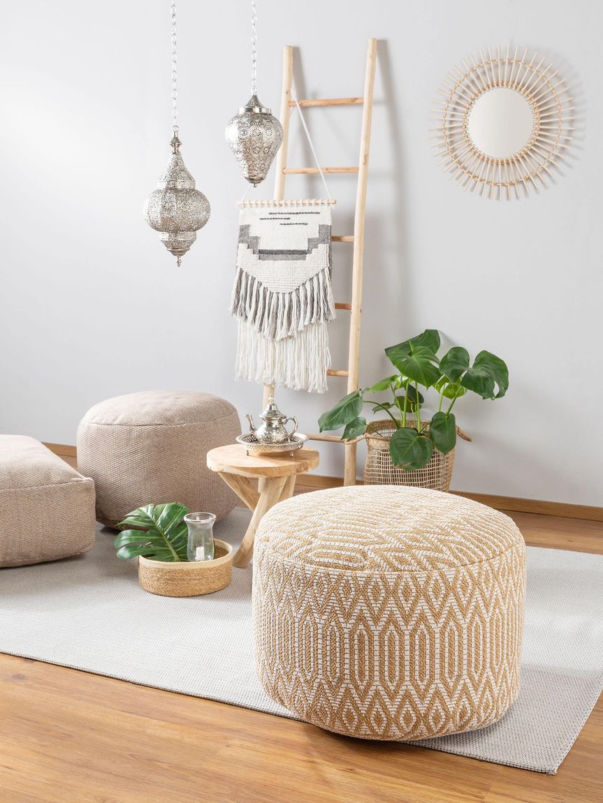 Pouf Ibiza 55x55x35 cm Gelb