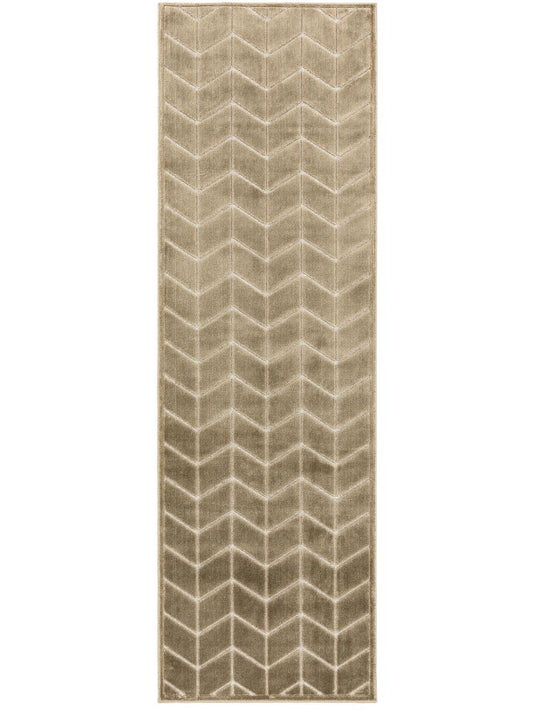 Viskoseteppich Läufer Woody 67x210 cm Beige / Grün
