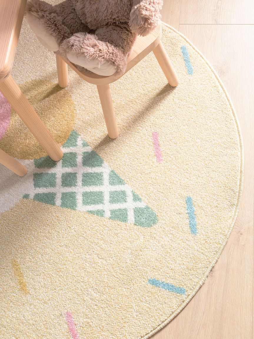 Kinderteppich rund Tommy Ø 120 cm rund Gelb