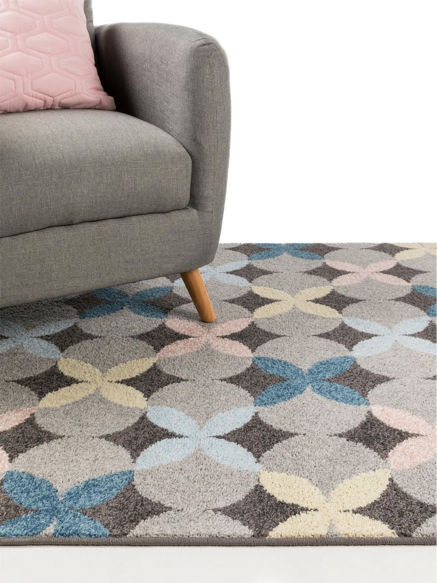 Teppich Zola Bunt / Grau