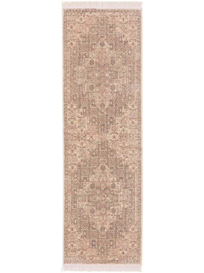 Läufer Folk 80x250 cm Beige / Grau