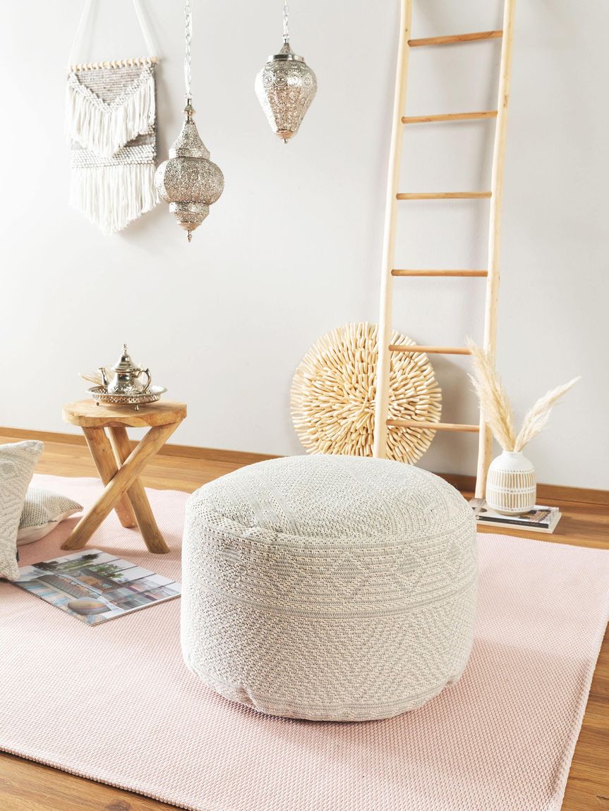 Pouf Naxos 55x55x35 cm Hellgrau