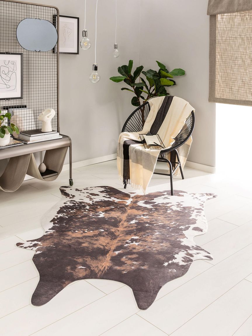 Kunstfell Teppich Rodeo 150x190 cm Dunkelbraun