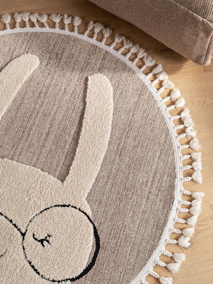 Kinderteppich Momo Ø 120 cm rund Beige