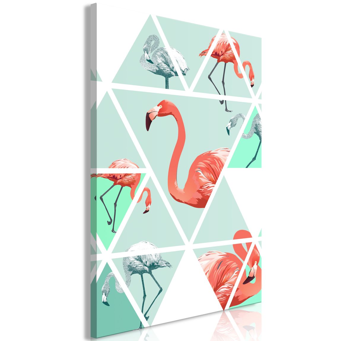 Wandbild - Geometric Flamingos (1 Part) Vertical