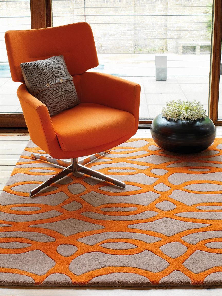 Wollteppich Matrix Orange