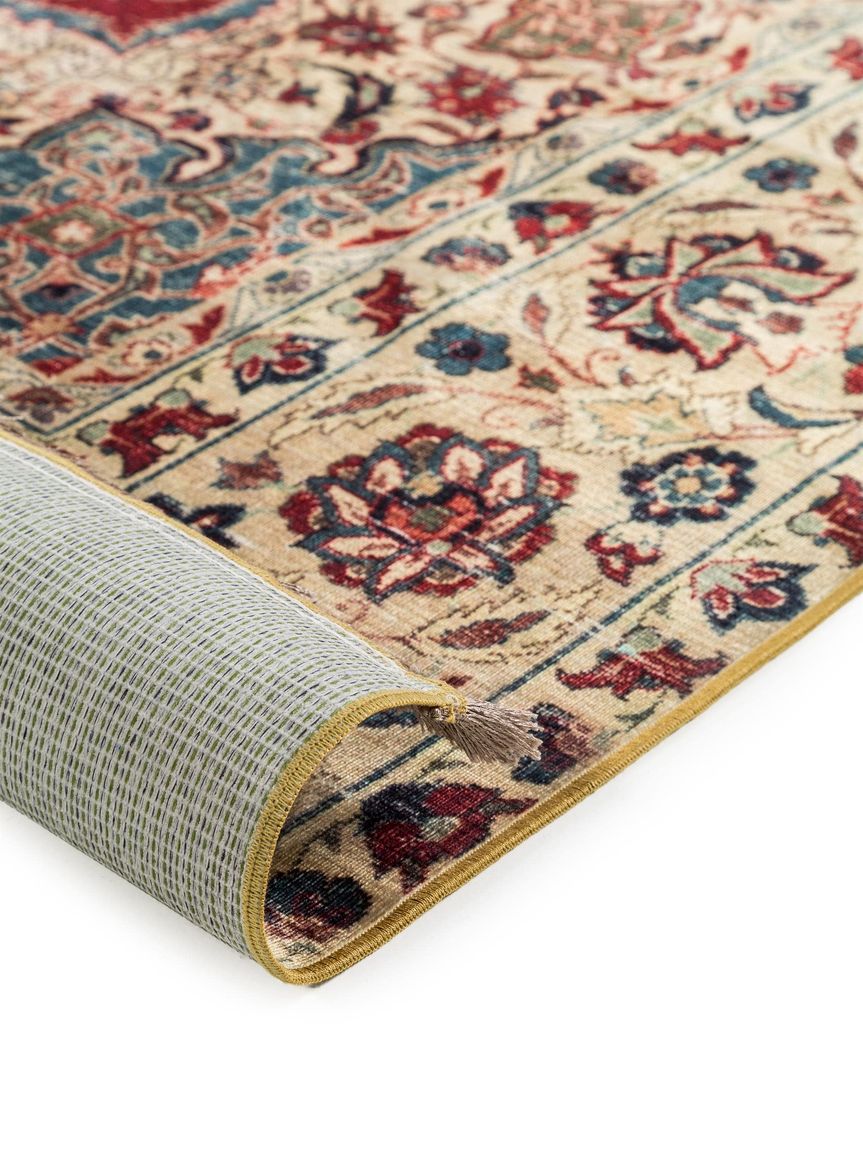 Teppich mit Print Siljan Beige / Rot