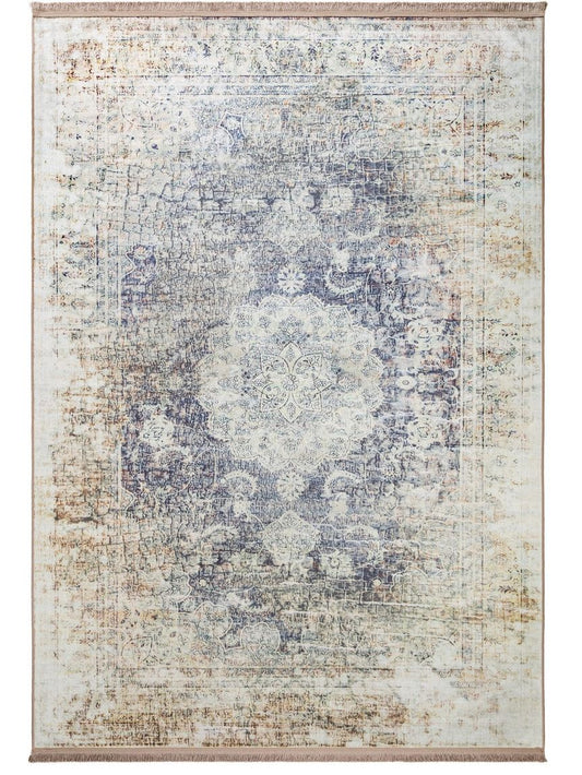 Teppich mit Print Siljan Blau Grau