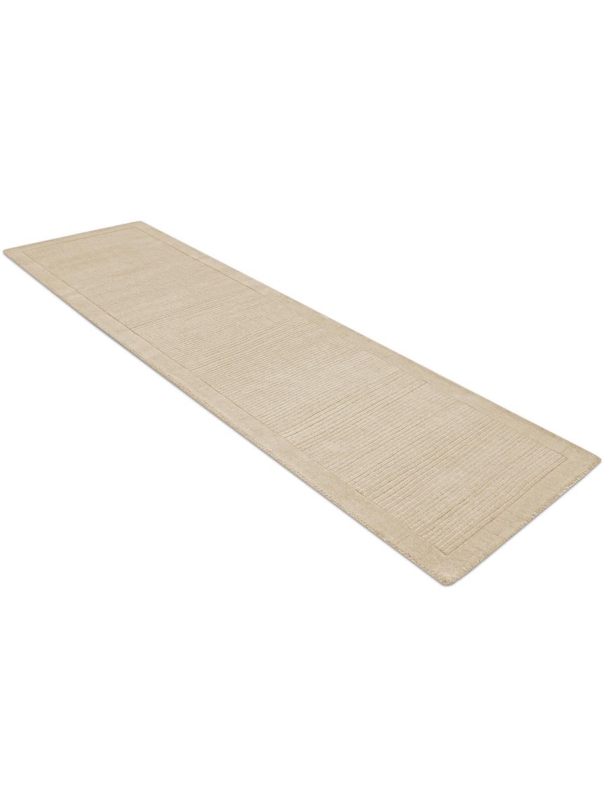 Wollteppich Läufer Uni Beige