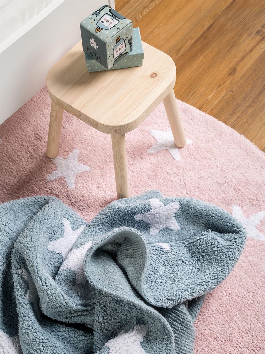 Waschbarer Kinderteppich Bambini Ø 150 cm rund Rosa