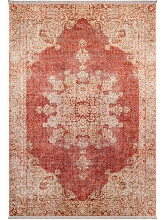 Teppich mit Print Siljan Beige / Rot