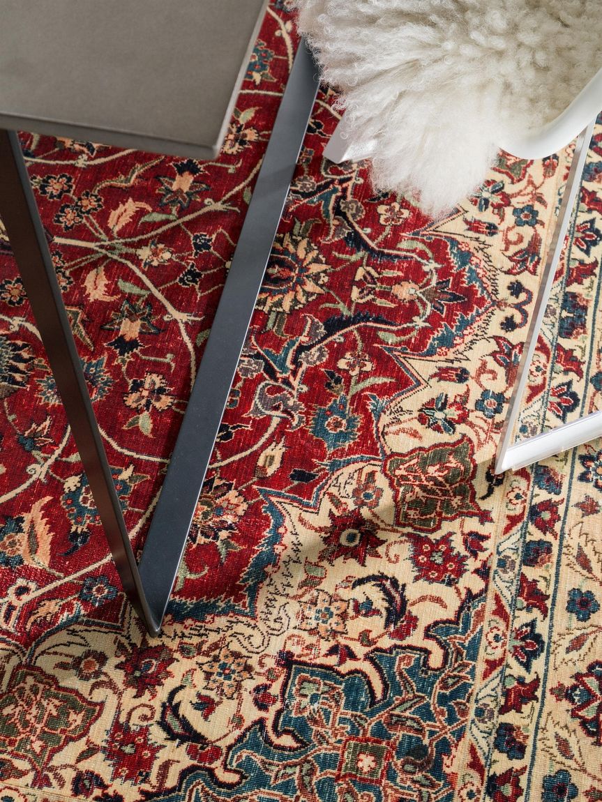 Teppich mit Print Siljan Beige / Rot