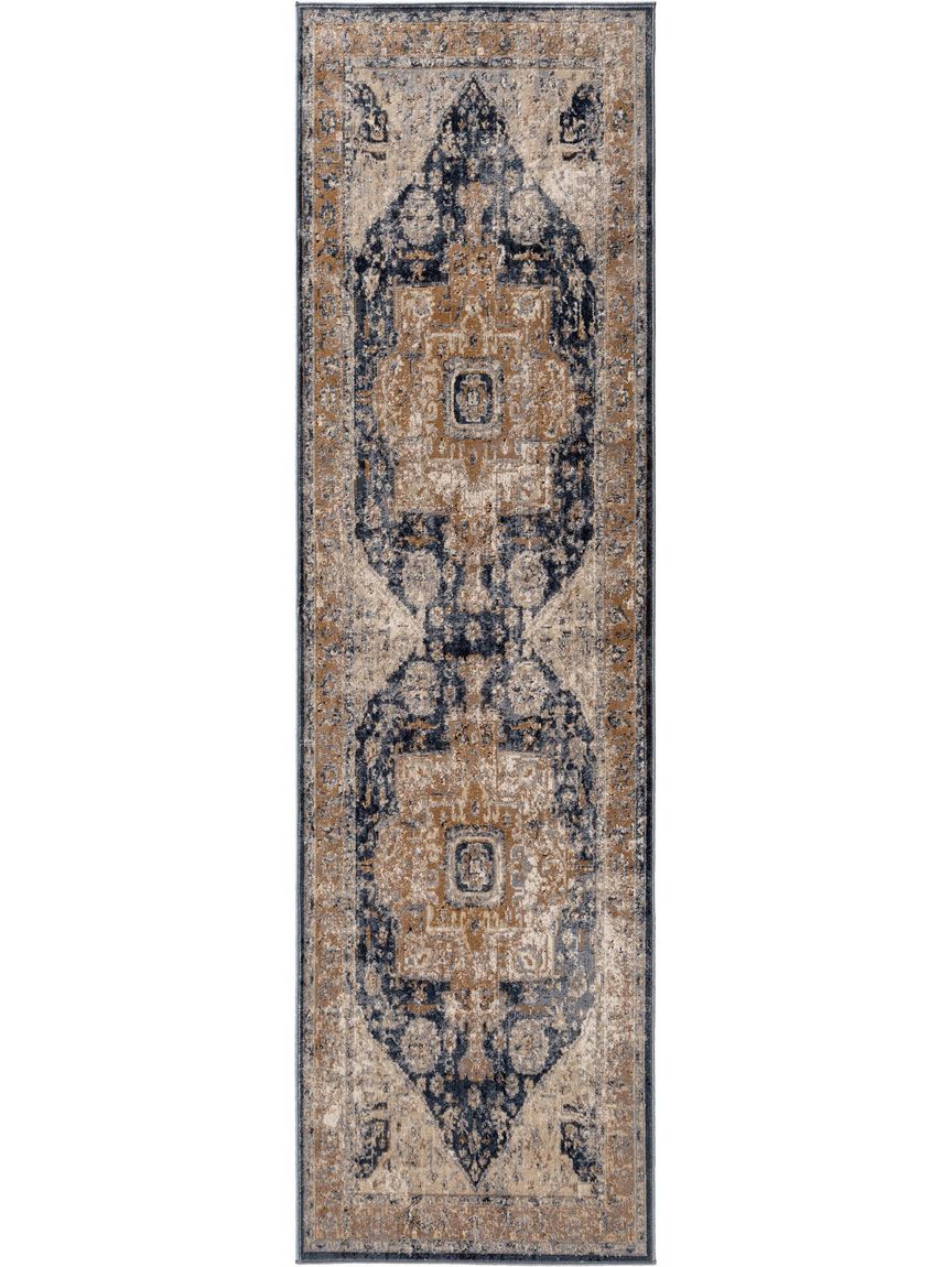 Teppich Läufer Yara 70x240 cm Beige / Blau