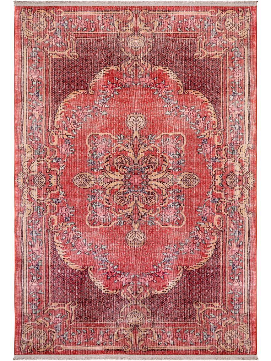 Teppich mit Print Siljan Rot