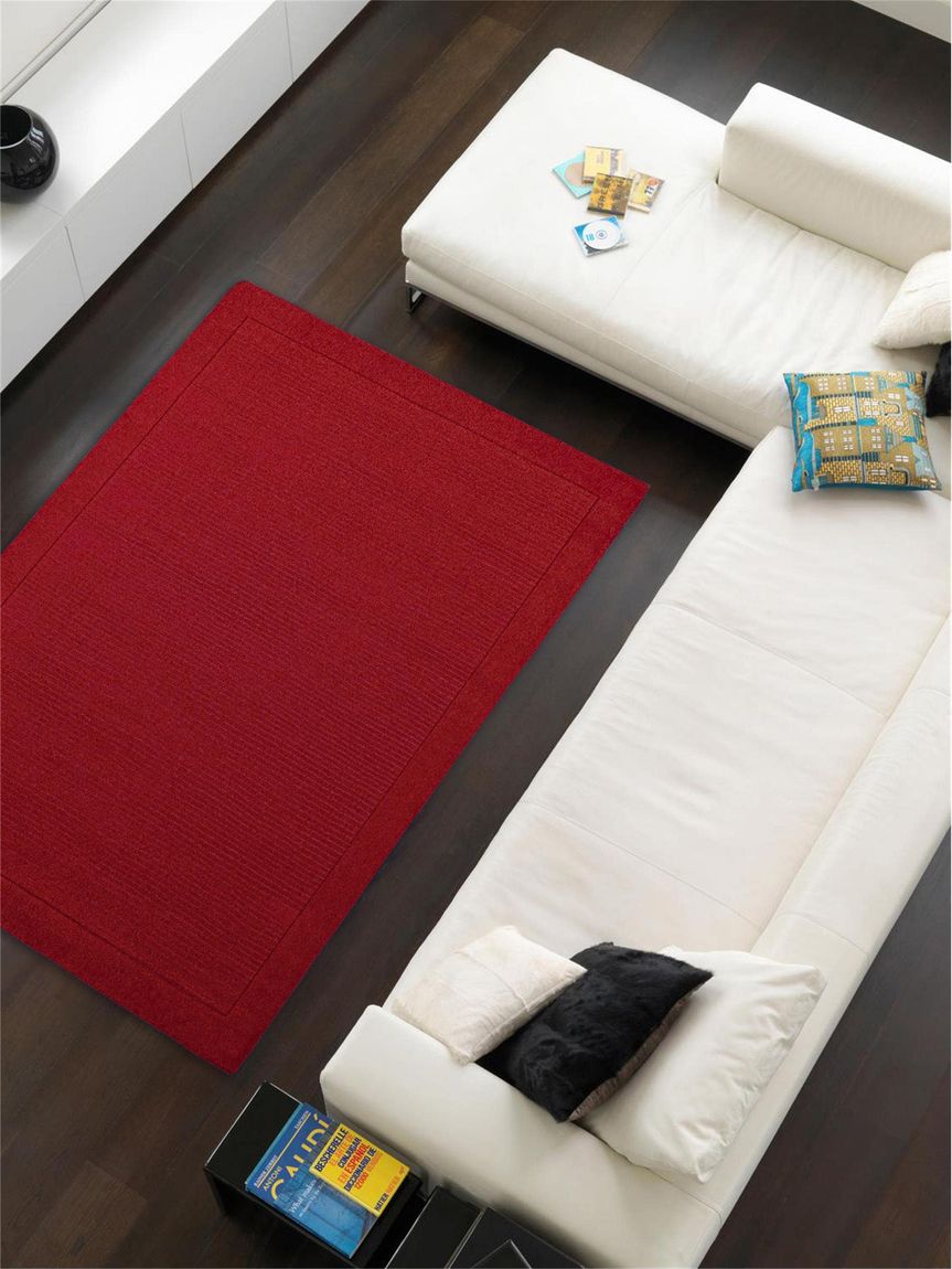 Wollteppich Uni Rot