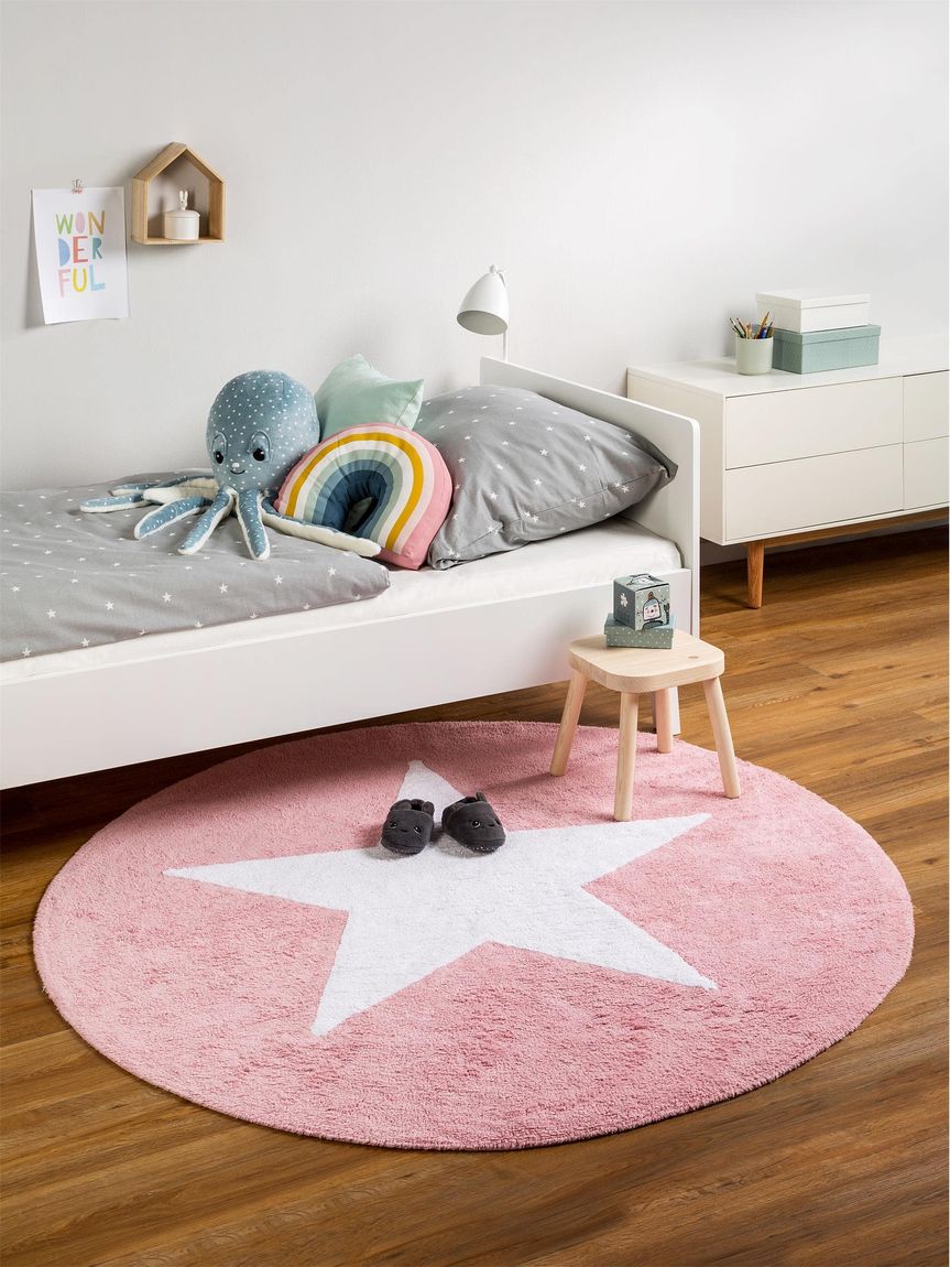 Waschbarer Kinderteppich Bambini Ø 150 cm rund Rosa