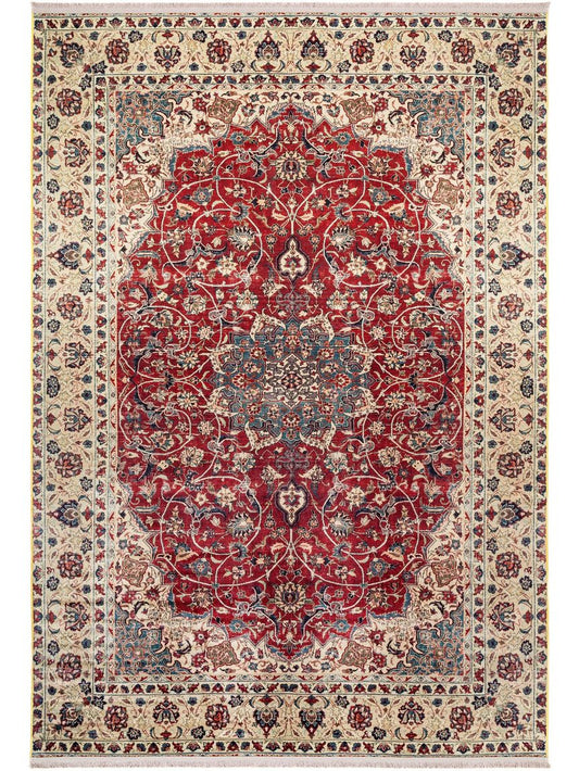 Teppich mit Print Siljan Beige / Rot