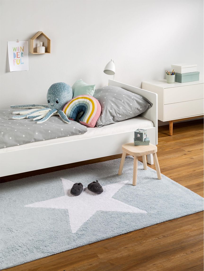 Waschbarer Kinderteppich Bambini Blau