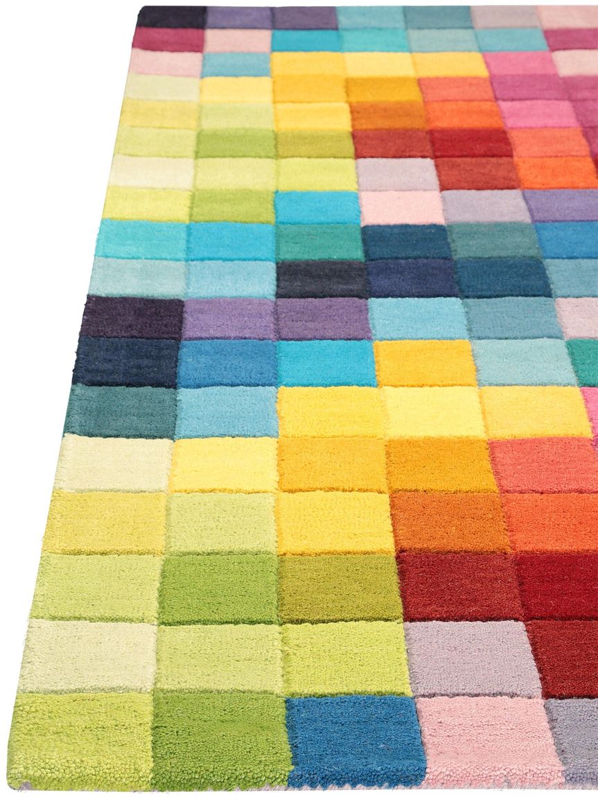 Wollteppich Läufer Funk 70x200 cm Bunt