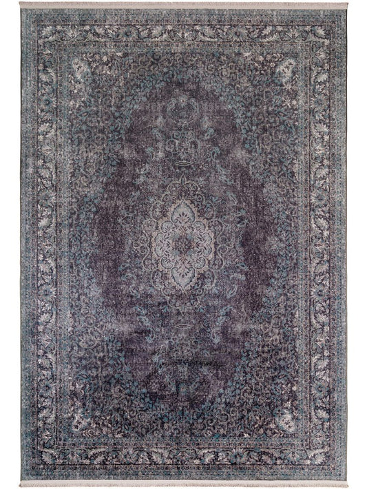 Teppich mit Print Siljan Grau / Türkis