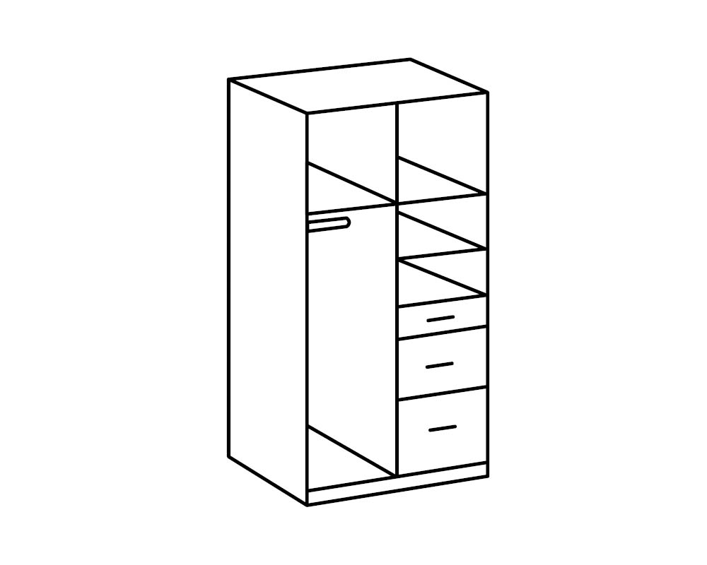 Joker 2-türiger Kleiderschrank Weiß / Eiche sägerau
