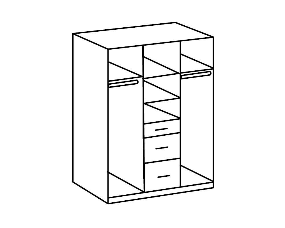 Joker 3-türiger Kleiderschrank Weiß / Graphit