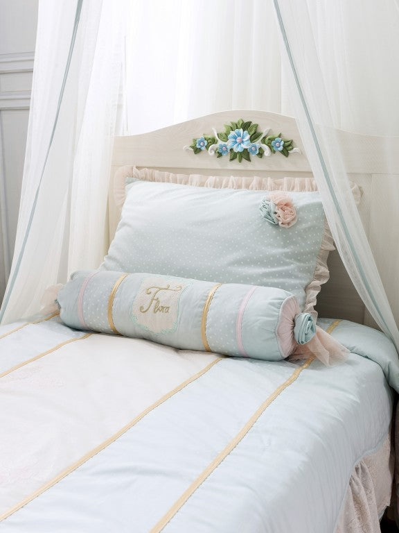 Cilek FLORA Tagesdecke Bettbezug mit Kissen 170x210cm Hellblau/Rosa