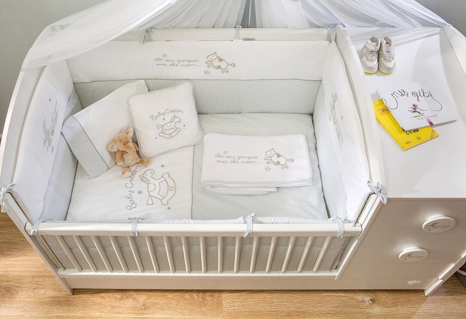 Cilek BABY COTTON Babybett L mit Zubehör mitwachsend Kinderbett Bett Weiß