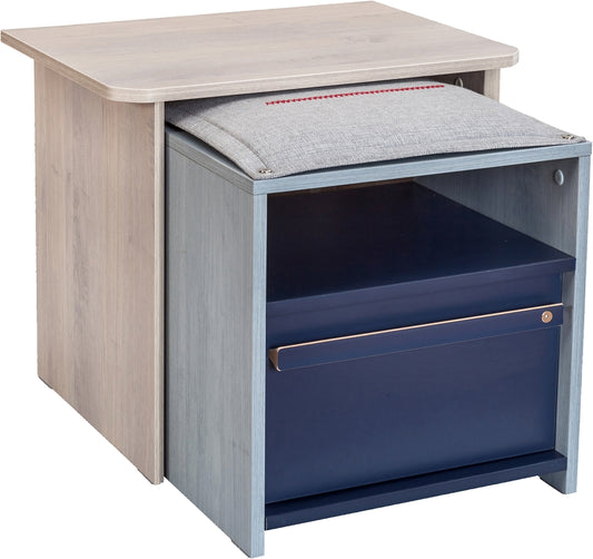 Cilek TRIO Nachtkommode Nachtkonsole Nachtkästchen Blau / White-Wash