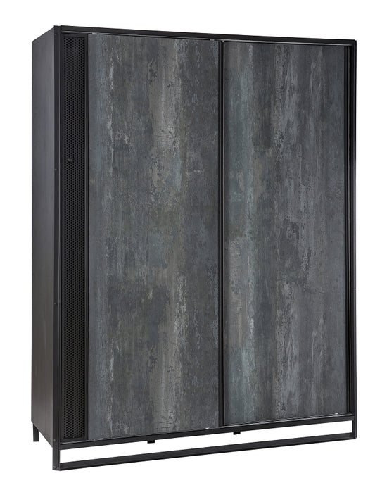 Cilek DARK METAL Kleiderschrank Kinderschrank Schiebetürenschrank Grau / Schwarz