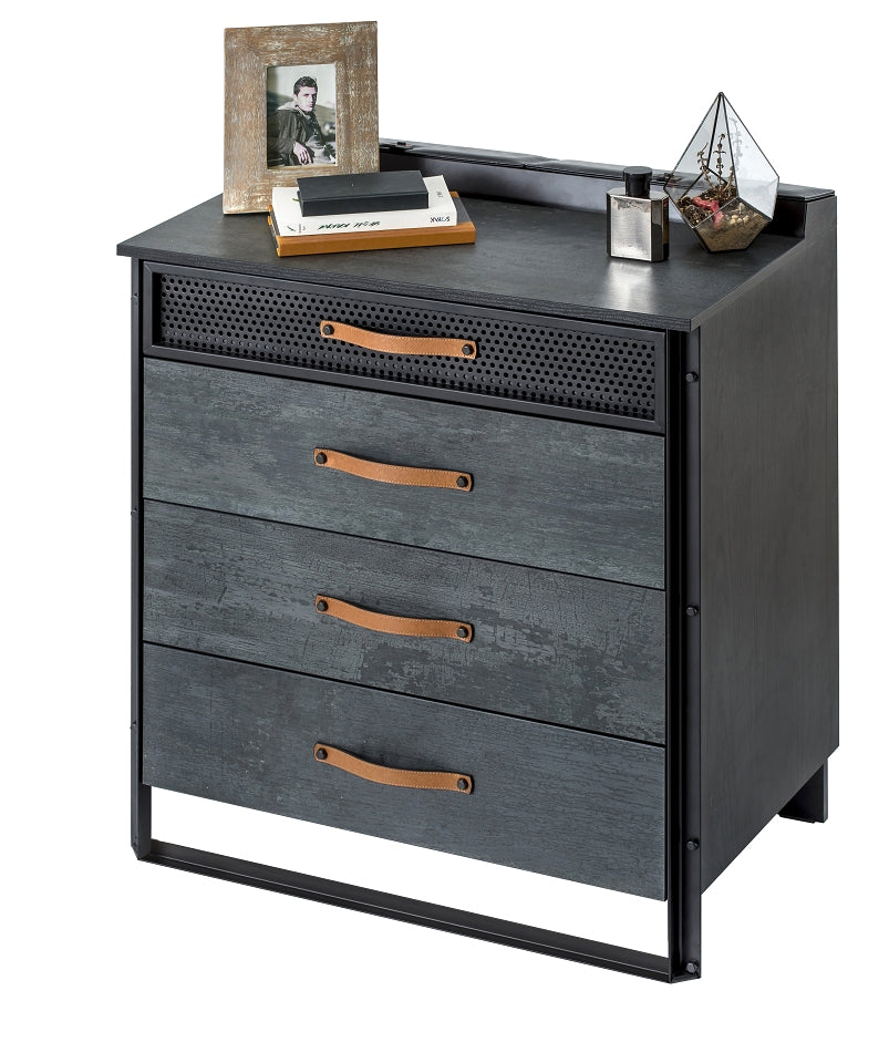 Cilek DARK METAL Kommode Sideboard Anrichte Kinderkommode Grau / Schwarz - Voelpe