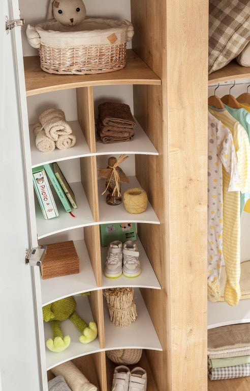 Cilek NATURA BABY Kleiderschrank Schrank Kinderzimmer Weiß/Natur - Voelpe