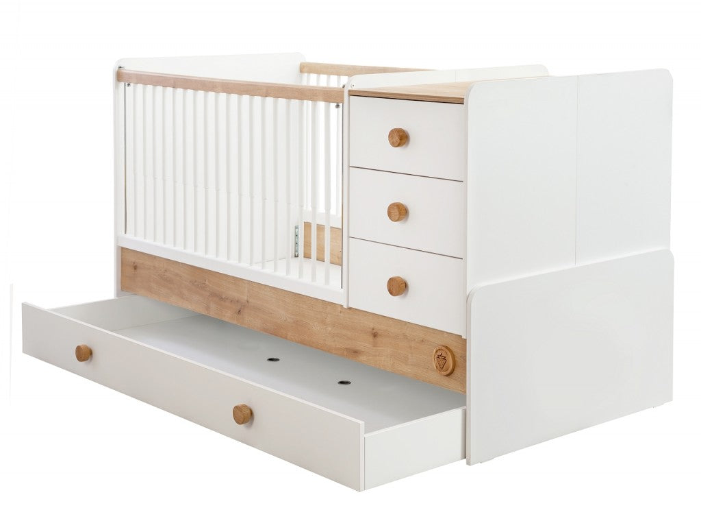 Cilek NATURA BABY Babybett XL mitwachsend Kinderbett Bett Weiß / Natur