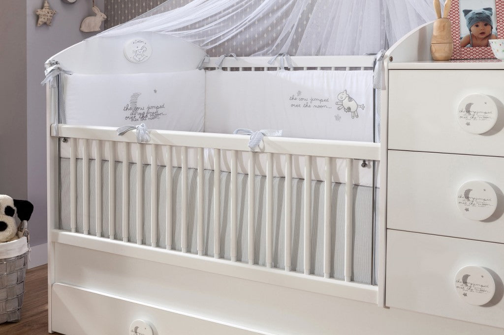 Cilek BABY COTTON Babybett XL Bett inkl. Himmel Kinderbett Kinderzimmer Weiß