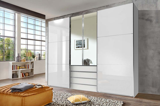 magicGlas Schwebetürenschrank mit Spiegel Weiß