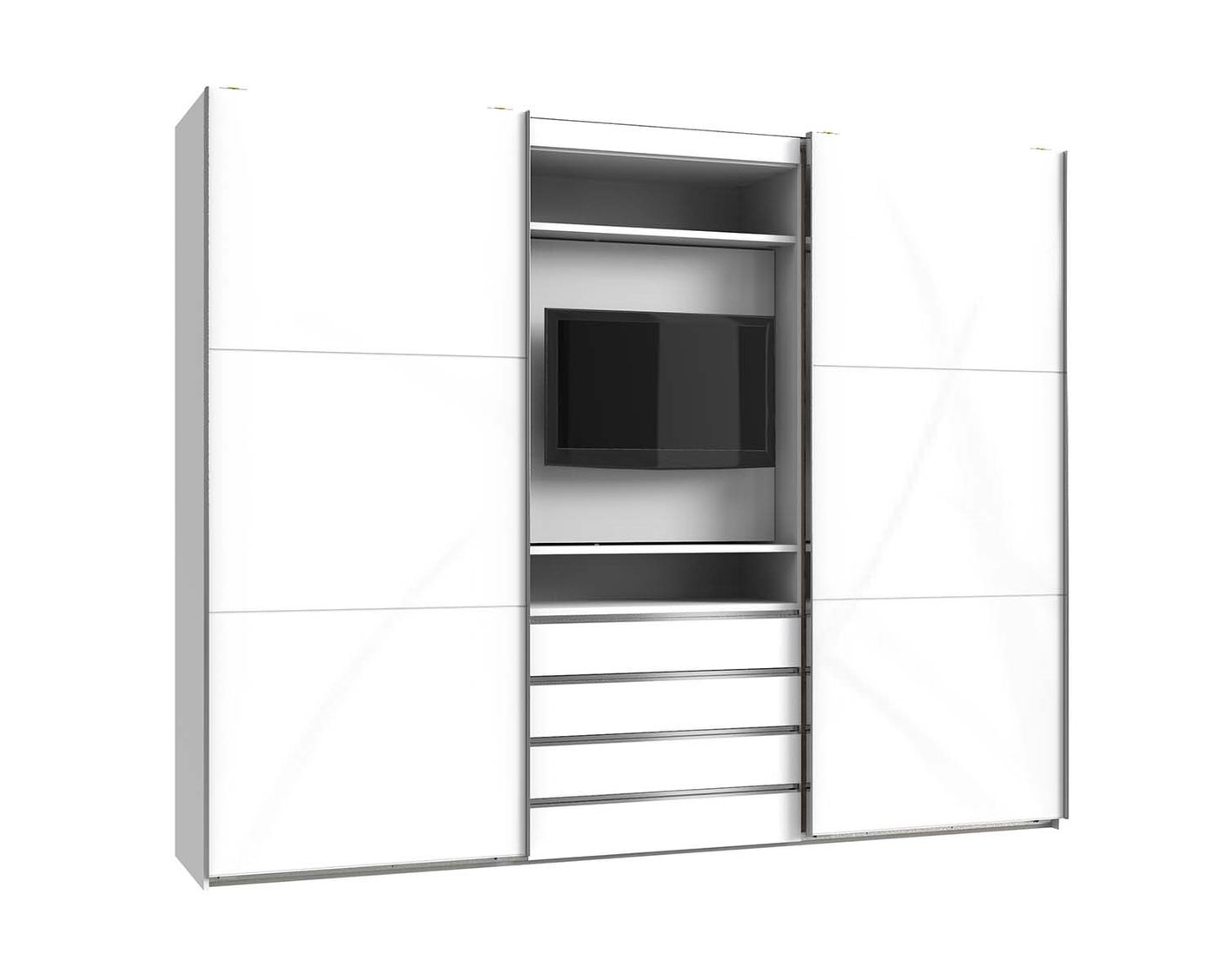 magicGlas Schwebetürenschrank mit TV-Element Weiß